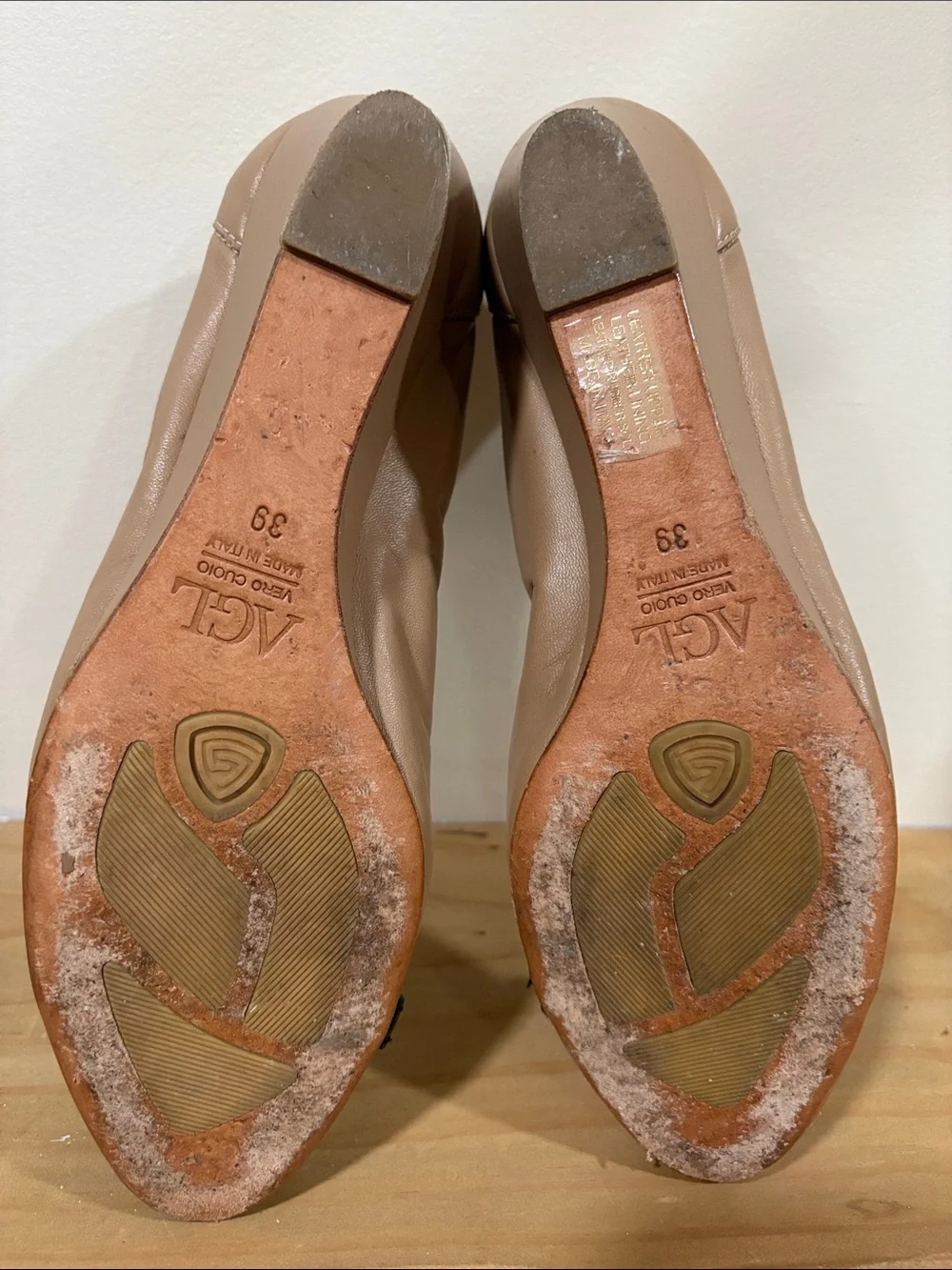 AGL Attilio Giusti Leombruni Beige Leather Wedges Shoes, Size 39